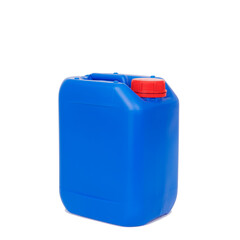 blue plastic jerrycan on a white background
