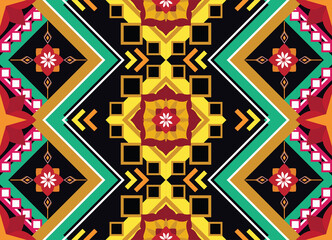 Geometric ethnic oriental ikat pattern traditional Design for background,fabric,wrapping,clothing,wallpaper,Batik,carpet,embroidery style.