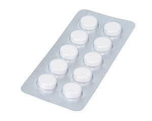 Medical pills in blister isolated on the white background
