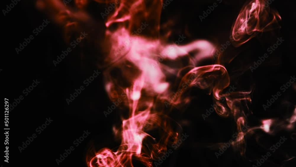 Poster realistic cloud smoke with streamline pattern. abstract red smoke on dark background in slow motion.