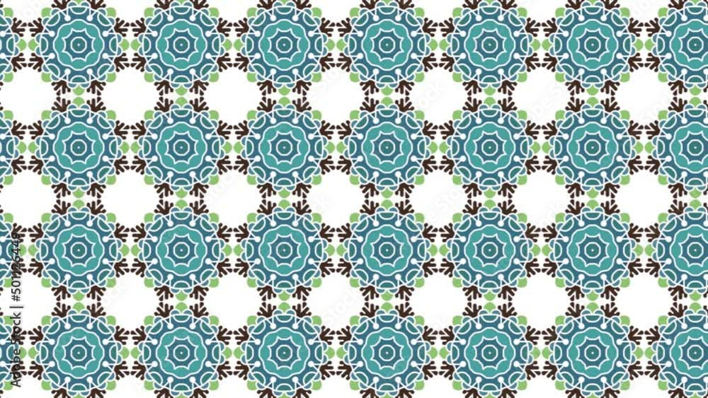 Poster a repeating circular geometric pattern. panning