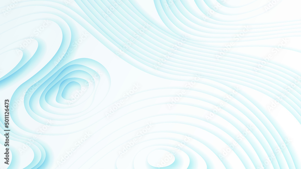 Poster white abstract wavy paper cut background with shadows, vector. modern design objects