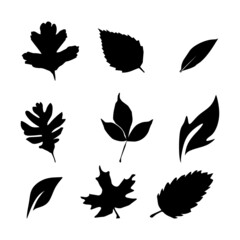 set of leaves silhouettes