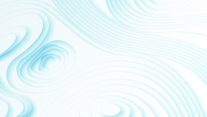 White Abstract Wavy Paper Cut Background with Shadows, Vector. Modern Design Objects
