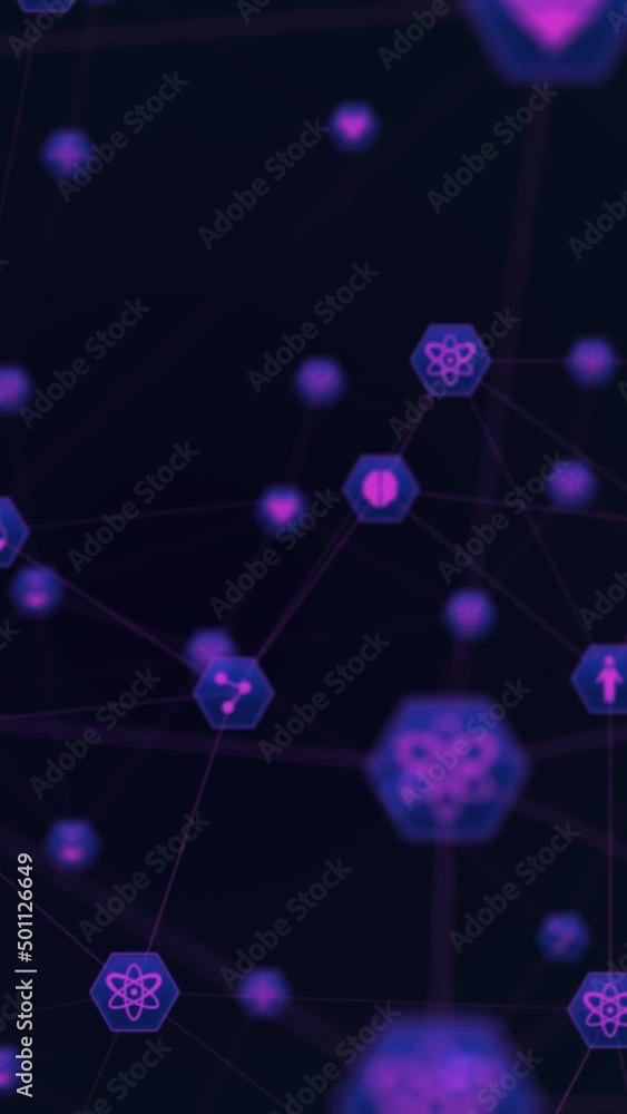 Poster animation of network of connections with icons