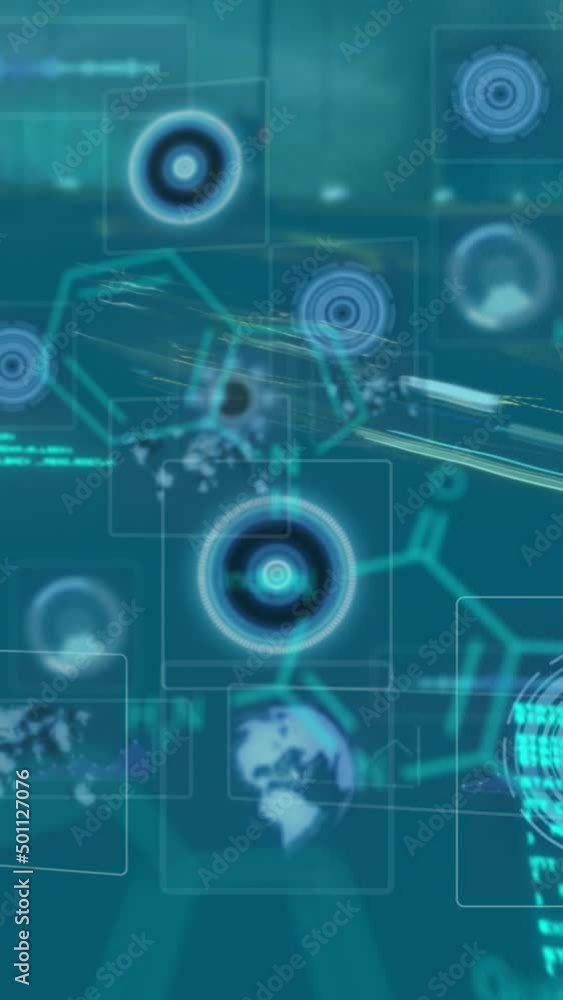 Poster Animation of shapes and data processing over road