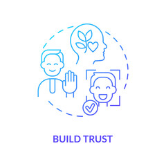 Build trust blue gradient concept icon. Developing emotional awareness abstract idea thin line illustration. Showing empathy and respect. Isolated outline drawing. Myriad Pro-Bold font used