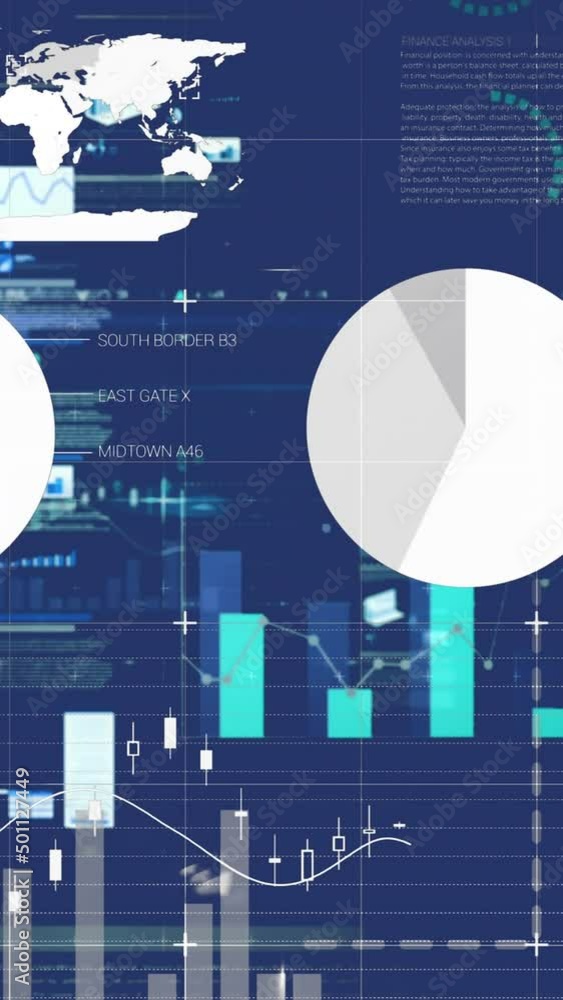 Poster animation of data processing over navy background