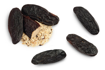 Tonka bean isolated on white background with clipping path and full depth of field. Bean of...