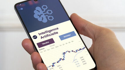 Investir dans un ETF IA, intelligente artificielle. Diversifier son investissement s'exposer à un fonds thématique ia. Acheter un fonds en bourse. Spéculer sur la thématique. Texte en français.