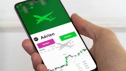 Investir dans un ETF Aérien. Diversifier son investissement s'exposer à un fonds thématique. Acheter un fonds en bourse. Spéculer sur la thématique, un fonds répliquant des indices. Texte en français.