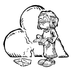 Fototapeta premium Little girl in love has received bad news 