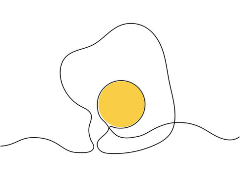 recommend clip art: Continuous one line drawing of fried egg. Vector illustration