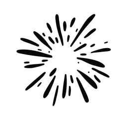 Bursting circle hand drawn doodle frame hand drawn in vector black and white monochrome scribble style.