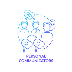 Personal communicators blue gradient concept icon. Business communication style abstract idea thin line illustration. Diplomatic skills. Isolated outline drawing. Myriad Pro-Bold font used