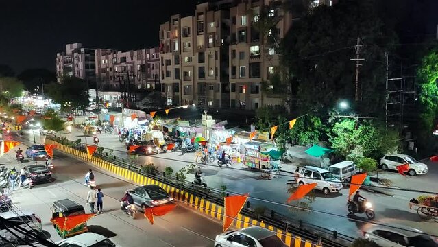 Traffic on street at night