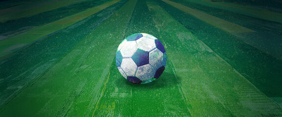 illustration of Football soccer ball on grass field 
