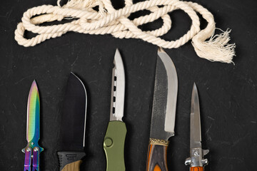 sharp pocketknife on a black background