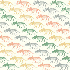 Seamless vector pattern with dinosaur skeleton. 
