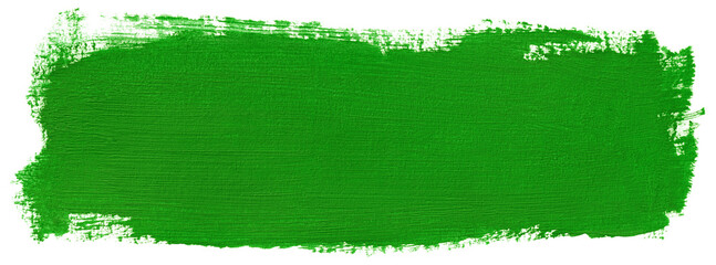 Hand painted stroke of green paint brush isolated on white background