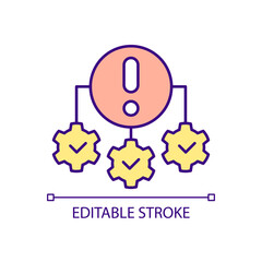 Fototapeta premium System errors RGB color icon. Process structure and hierarchy. Organization collapse. Operation failure. Isolated vector illustration. Simple filled line drawing. Editable stroke. Arial font used