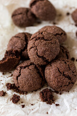 Chocolate crincle cookies covered in sugar