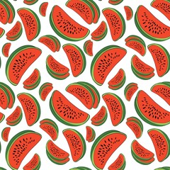 Watermelon. Berry - watermelon. Illustration of watermelon slices. Illustrations for postcards, banners, covers, albums, mobile screensavers, scrapbooking, advertising, blogs. Seamless pattern.