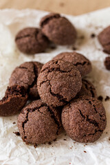 Chocolate crincle cookies covered in sugar