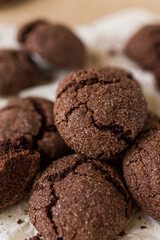 Chocolate crincle cookies covered in sugar