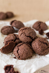 Chocolate crincle cookies covered in sugar