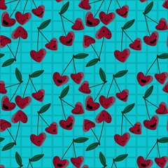 Summer fruit seamless cherry pattern for fabrics and textiles and packaging and gifts and cards and linens and kids