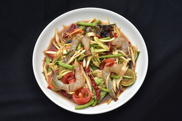 Thai food Papaya Salad with Shrimp