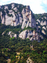 Fototapeta premium Montserrat is a mountain near Barcelona, in Catalonia. roman ruins on the mountain