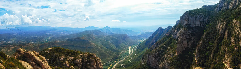 Mountain view near the abbey of Montserrat, taken on a sunny summer day, Barcelona, Spain.