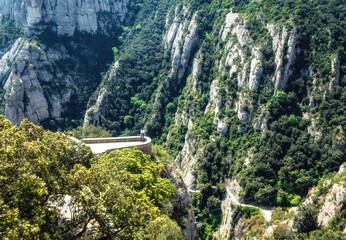 mountain view near the abbey of Montserrat, taken on a sunny summer day, Barcelona, Spain.