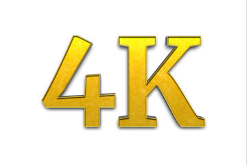 4K ultra high definition television technology logo icon isolated on white background with reflection effect, 3d