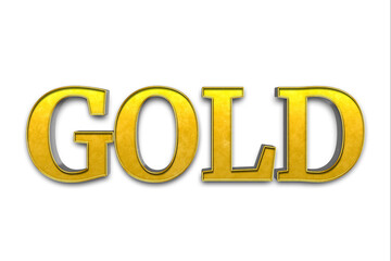 3d rendered golden text on a white background.