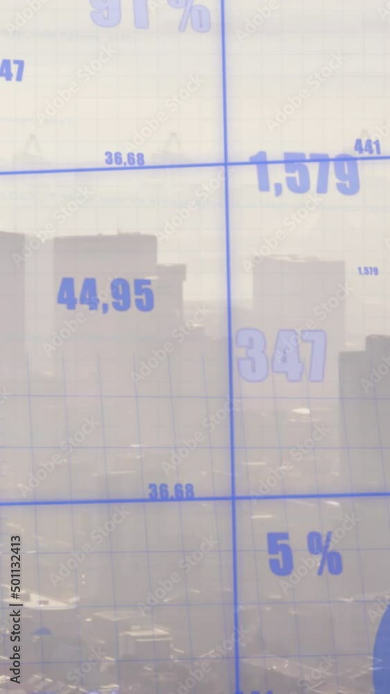 Poster animation of city over data processing