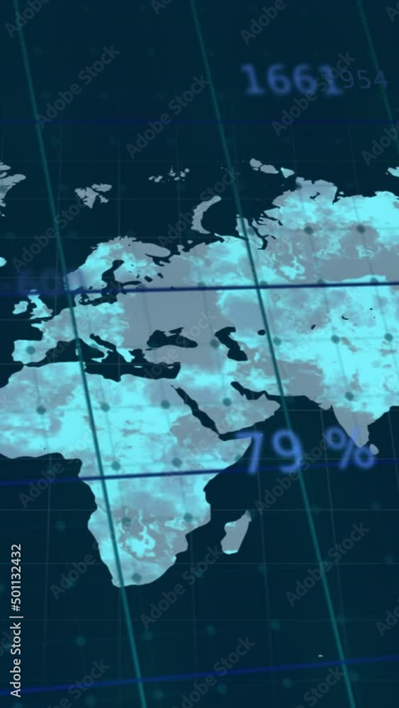 Poster animation of world map over data processing