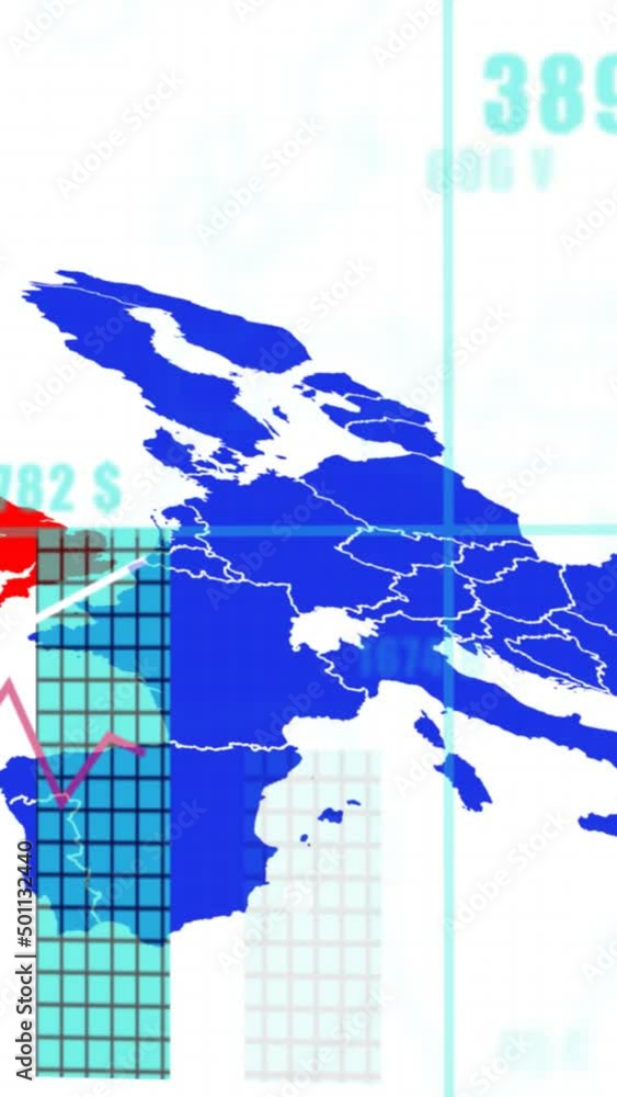 Aufkleber animation of world map over data processing