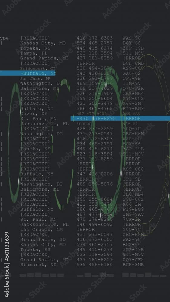 Poster Animation of scope scanning and data processing on black background