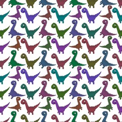 Kids seamless cartoon dinosaur pattern for fabrics and packaging and linens and wrapping paper and summer print