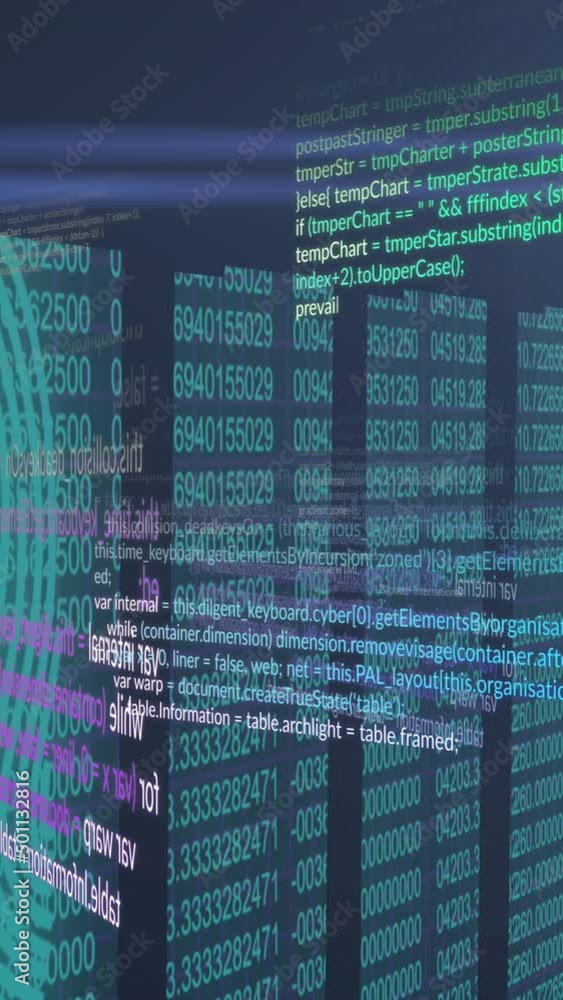 Poster animation of data processing on black background