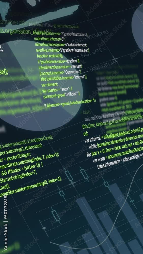 Poster animation of data processing on black background