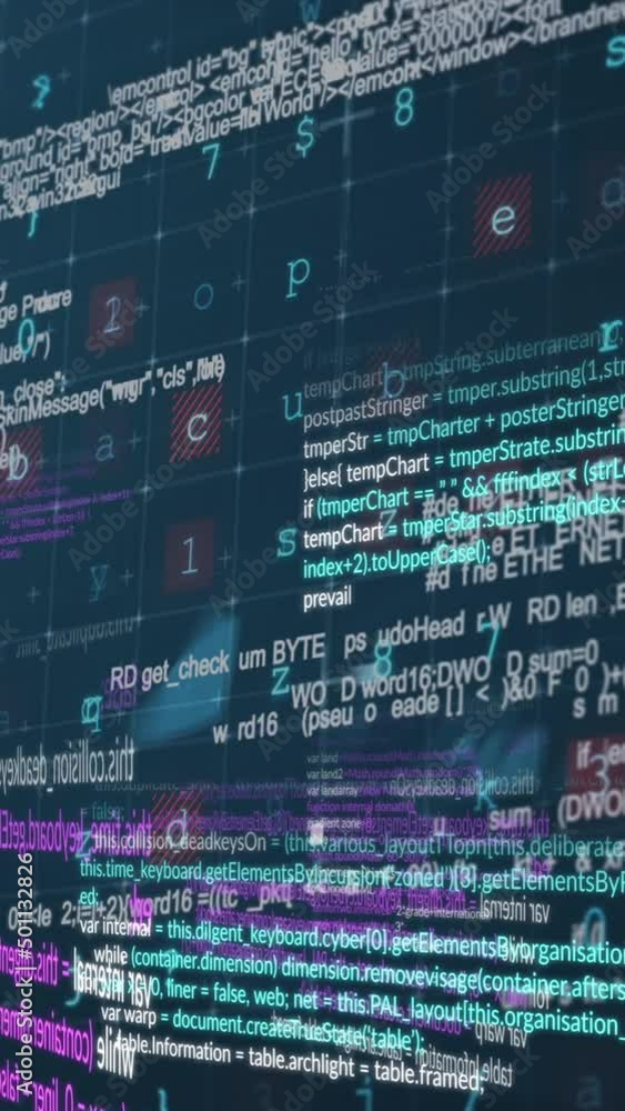 Poster animation of data processing on black background