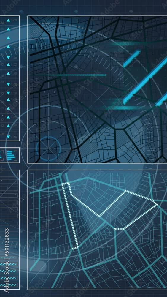 Poster animation of data processing on black background