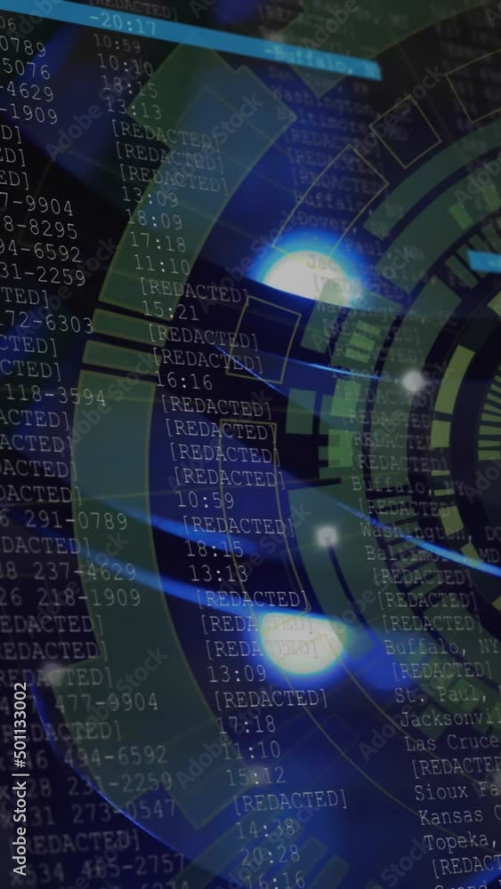 Poster animation of data processing and scope scanning over server room