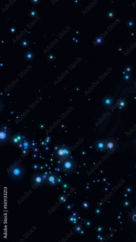Poster animation of glowing spots over computer circuit board
