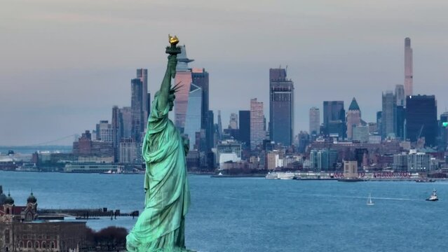 Aerial Statue of Liberty New York 