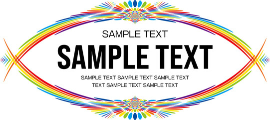 カラフルでポップな羽根のような飾り枠　フレーム